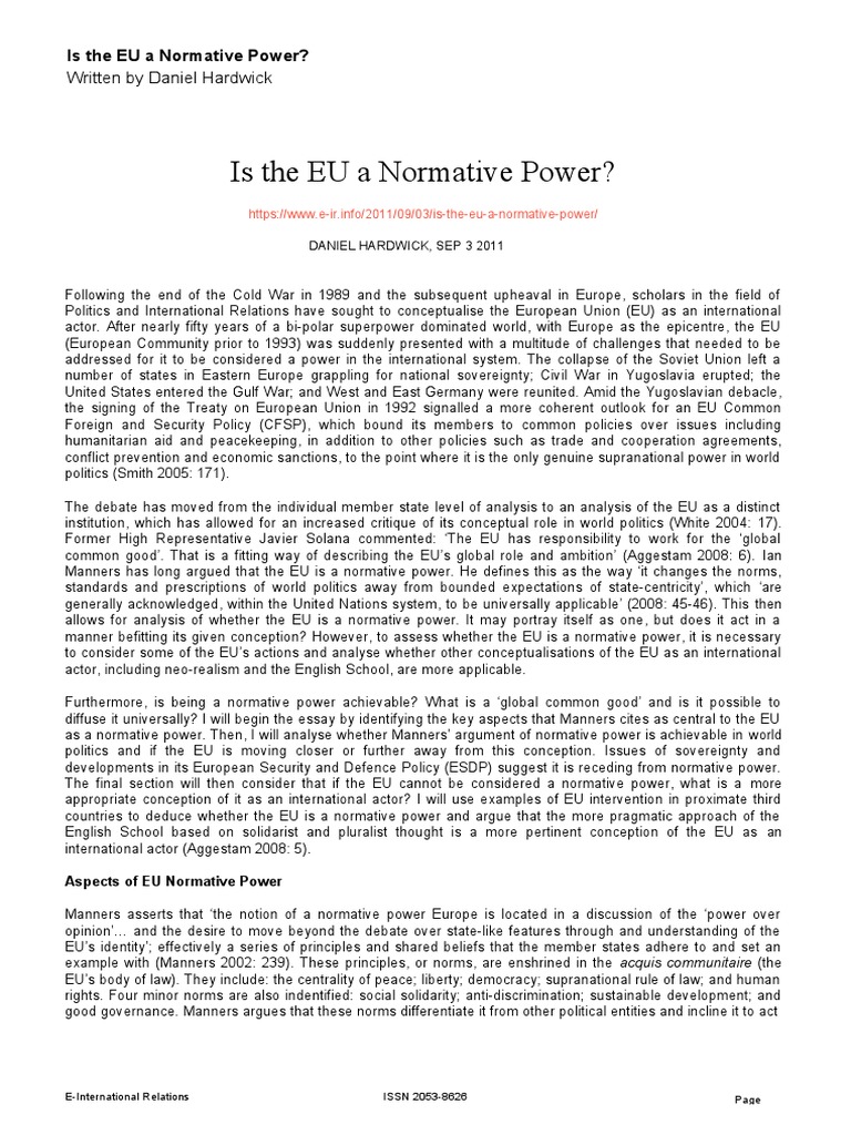 Is The EU A Normative Power | PDF | European Union | Human Rights