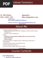 Windows Forensics: Dr. Phil Polstra @ppolstra PHD, Cissp, Ceh