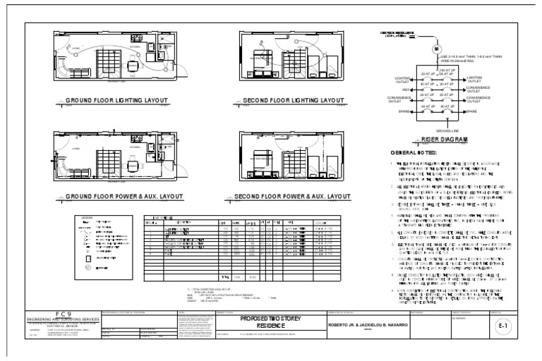 Ground Floor Lighting Layout Second Floor Lighting Layout General