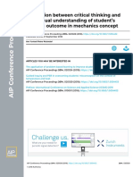 Correlation Between Critical Thinking and Conceptual Understanding of Student's Learning Outcome in Mechanics Concept