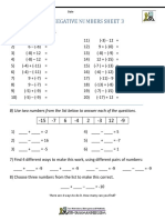 Add and subtract negative numbers worksheet answers
