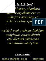 Mahā-Bhūtāny Aha Kāro Buddhir Avyaktam Eva Ca Indriyā I Daśaika Ca Pañca Cendriya-Gocarā