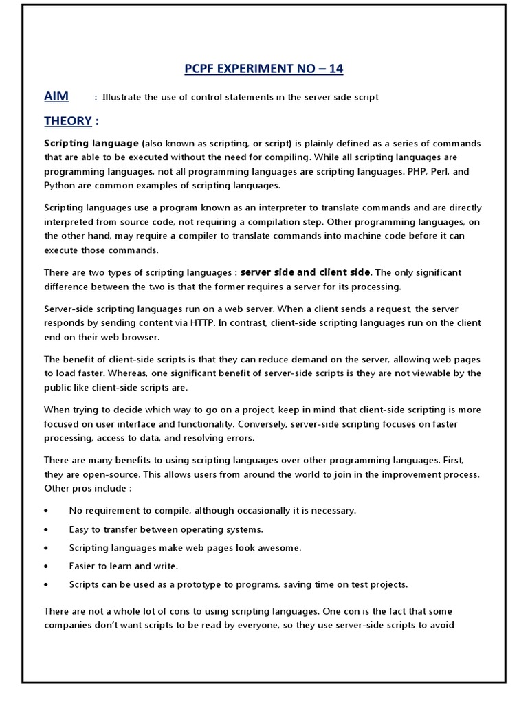 Server-Side Scripting Control Statements | PDF | Dynamic Web Page ...