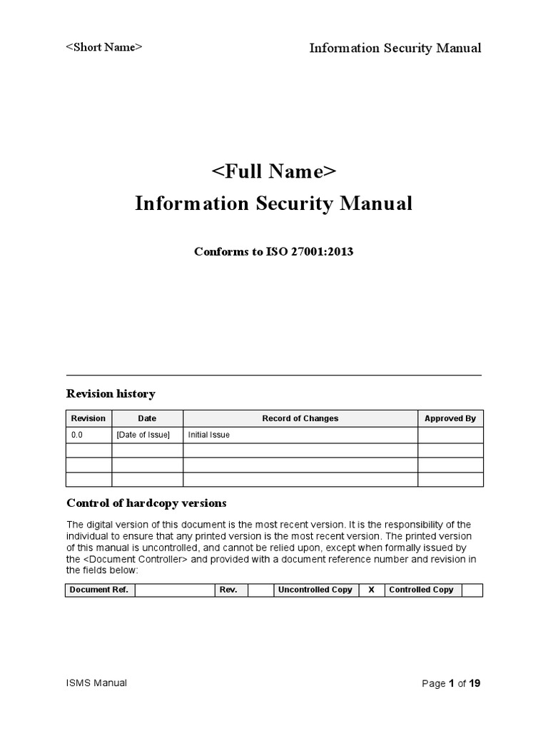 Information Security Manual PDF Information Security Risk