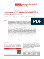 Anesthesia: Essays and Researches General Anesthesia in Tetanus Patient Undergoing Emergency Surgery: A Challenge For Anesthesiologist