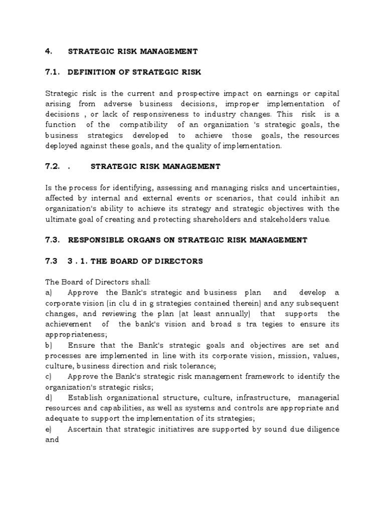 Strategic Risk Management in Banking | PDF | Internal Control | Risk