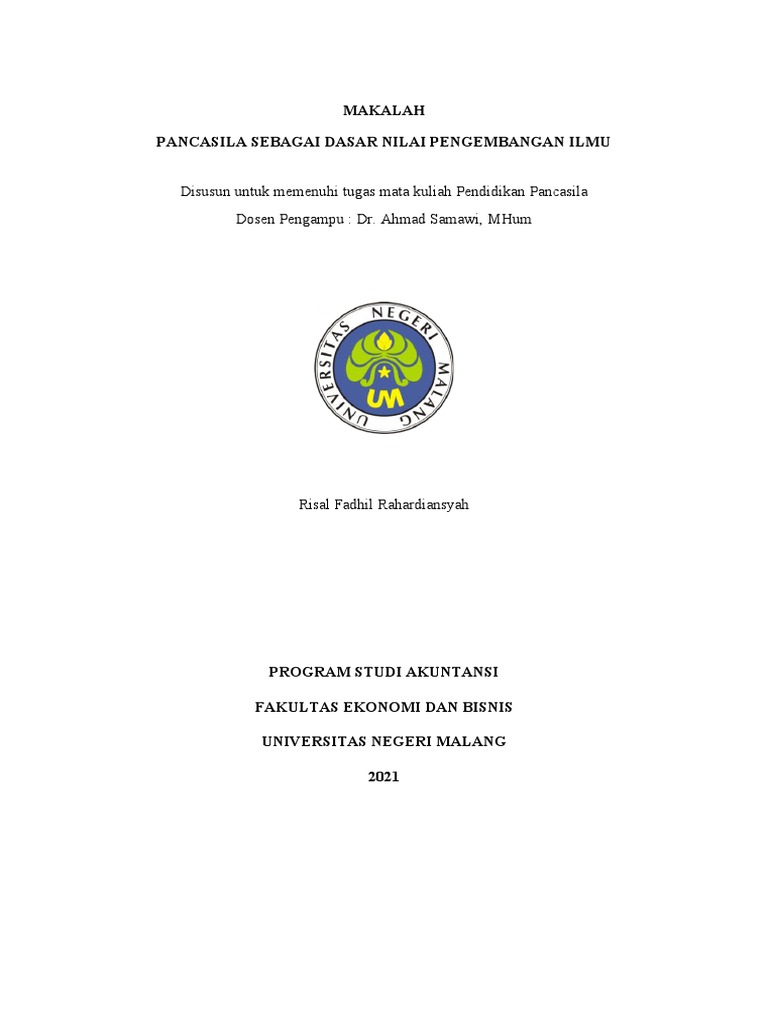 Pancasila Sebagai Dasar Nilai Pengembangan Ilmu | PDF
