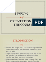 Lesson 1: Orientation of The Course