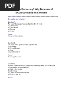 What Is Democracy? Why Democracy? Mcqs Questions With Answers