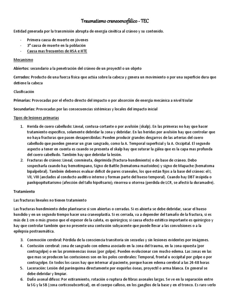 Síntomas y Tratamiento del TEC | PDF | Lesión | Lesión cerebral traumática