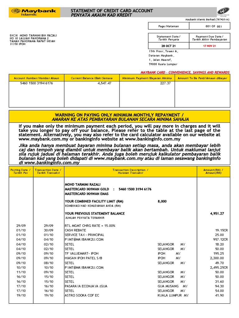 Maybank Credit Card Management Charges | PDF | Credit Card | Banking