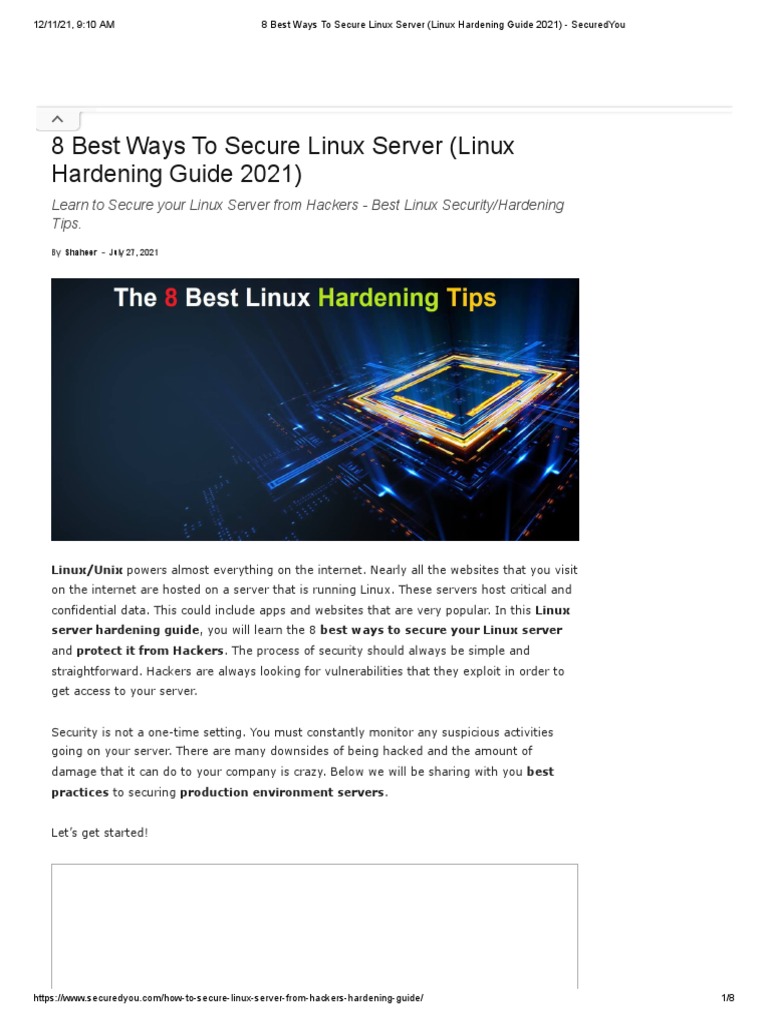 8 Best Ways To Secure Linux Server (Linux Hardening Guide 2021 ...