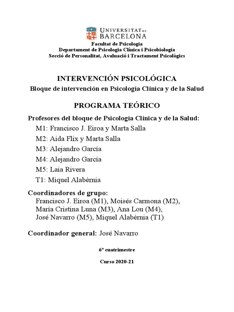 Intervención en Psicología Clínica | PDF | Sicología | Psicoterapia