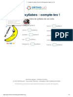 1 - Compte Les Syllabes. Exercice D'orthographe en Ligne CP, Ce1