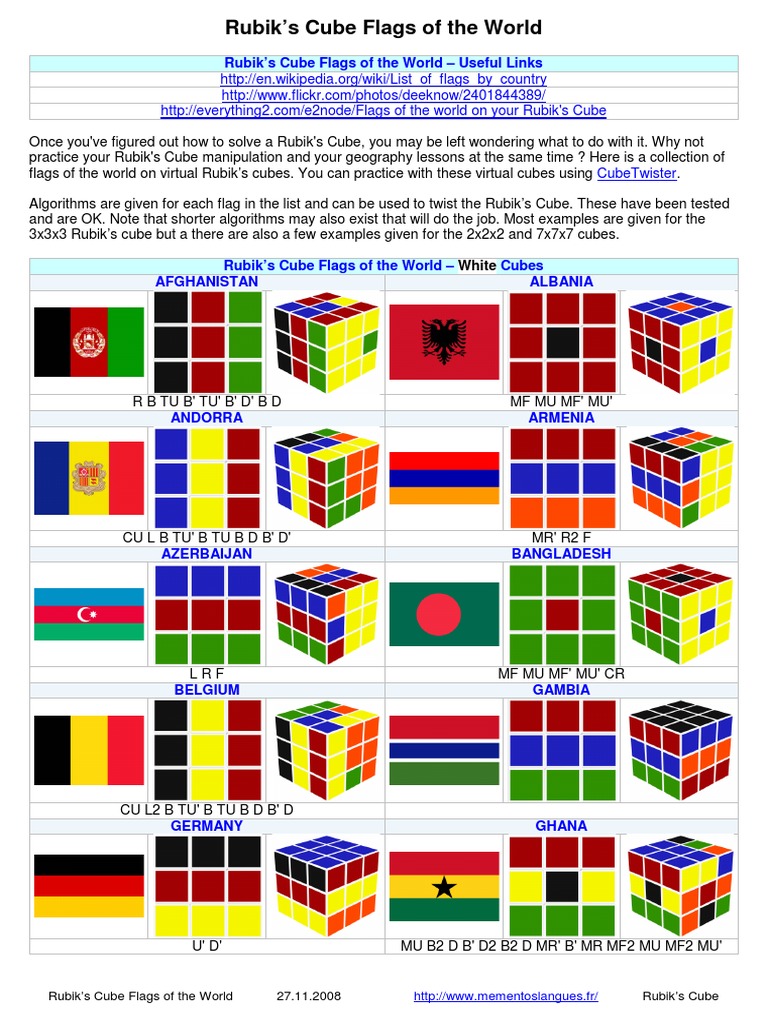 Rubik's Cube Flags of The World - Useful Links | PDF | Early Childhood ...