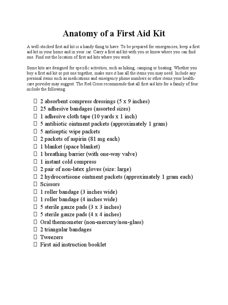 First Aid Kit PDF