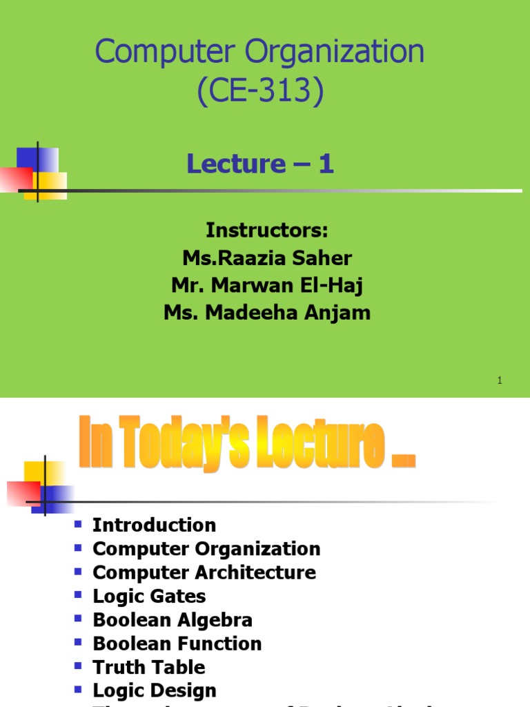 COMP ORG Week 1 | PDF | Teaching Mathematics | Boolean Algebra