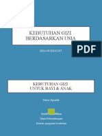 Kebutuhan Gizi Berdasar Usia