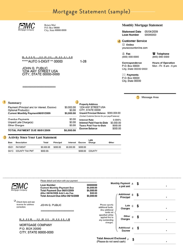 Mortgage Statement Sample PDF