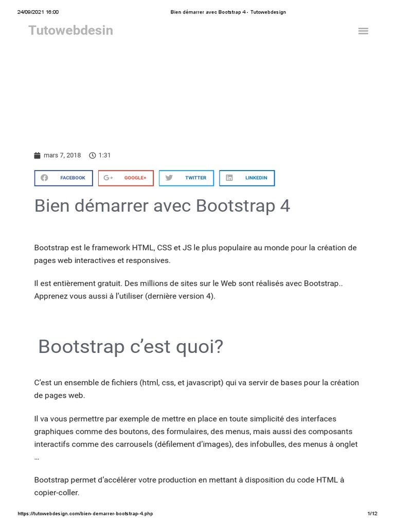 Introduction à Bootstrap 4 | PDF | Bootstrap (Front End Framework ...