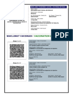 Malaysian Vaccination Certificate Details