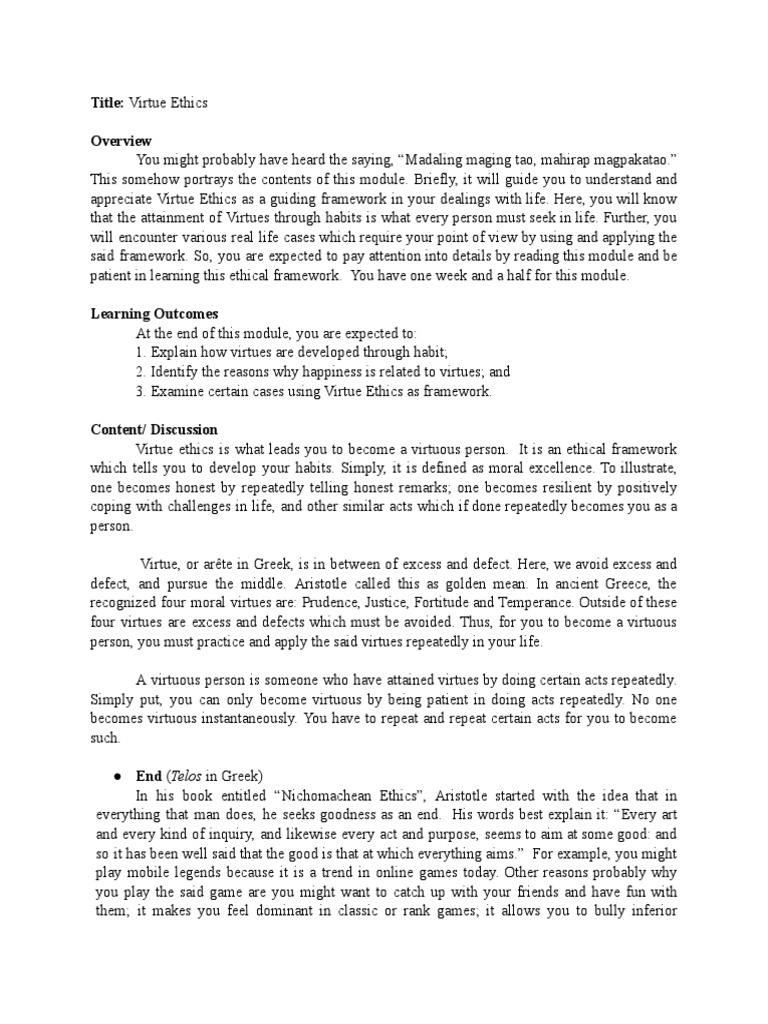Understanding Virtue Ethics and Happiness | PDF | Virtue | Courage