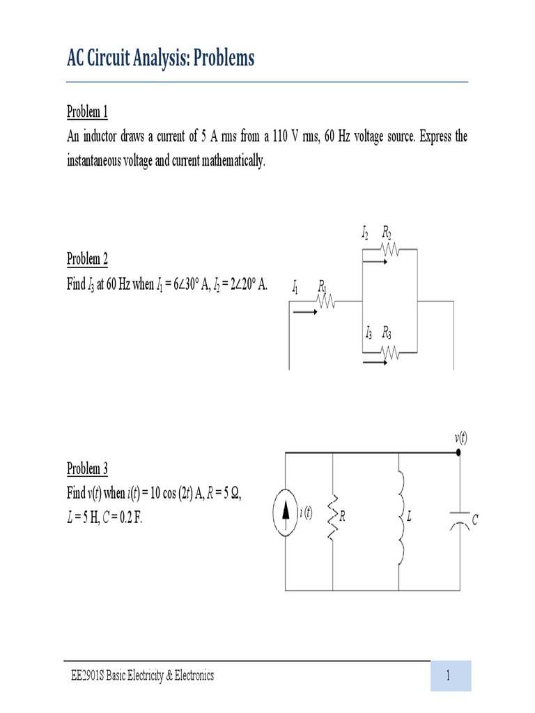 AC Circuit Analysis: Problems: I R R I | PDF | Electrical Network | Voltage