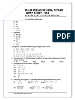 CBSE Clas 7 Maths Worksheet - Exponents & Powers