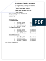 National University of Modern Languages Faculty of Engineering & Computer Science Entry Test Paper Pattern