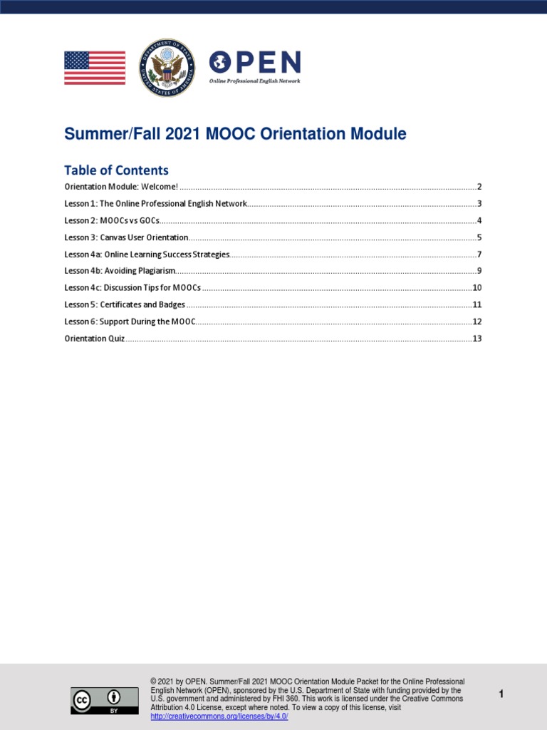 Mooc Orientation Module Downloadable Packet 2021 Professional