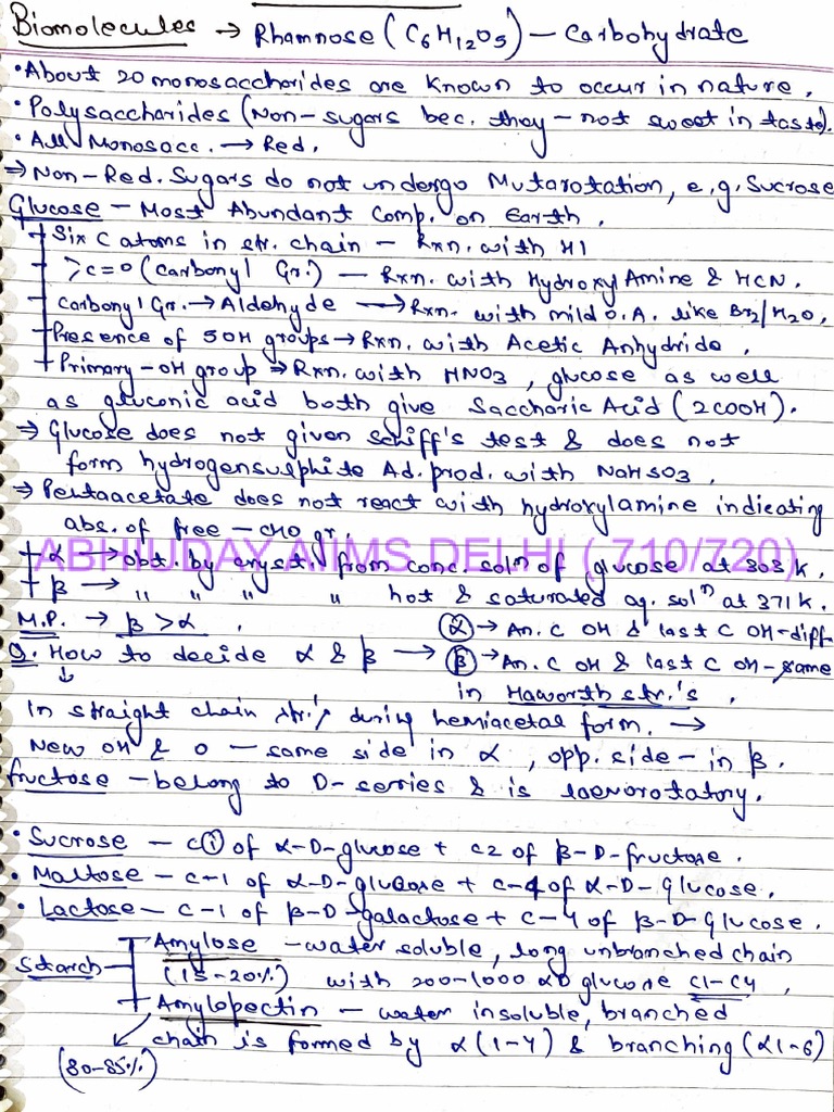 Biomolecules Short Notes Watermark PDF