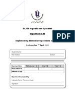 EL220 Signals and Systems: Experiment # 05 Implementing Elementary Operations On Signal