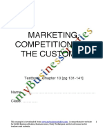 Marketing, Competition and The Customer: Textbook, Chapter 10 (PG 131-141)
