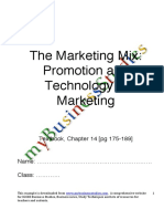 The Marketing Mix: Promotion and Technology in Marketing: Textbook, Chapter 14 (PG 175-189)