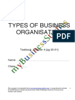 Types of Business Organisation: Textbook, Chapter 4 (PG 35-51)