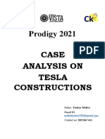 Prodigy 2021 Case Analysis On Tesla Constructions: Name: Tushar Mehta Email ID: Contact No: 8851867411