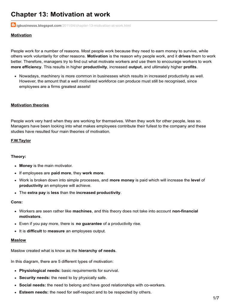 Chapter 13: Workplace Motivation Insights | PDF | Motivational | Motivation