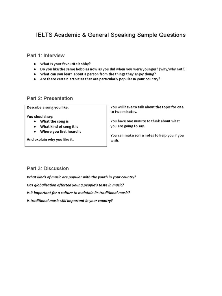 Ielts Speaking Sample Questions – VRRQH
