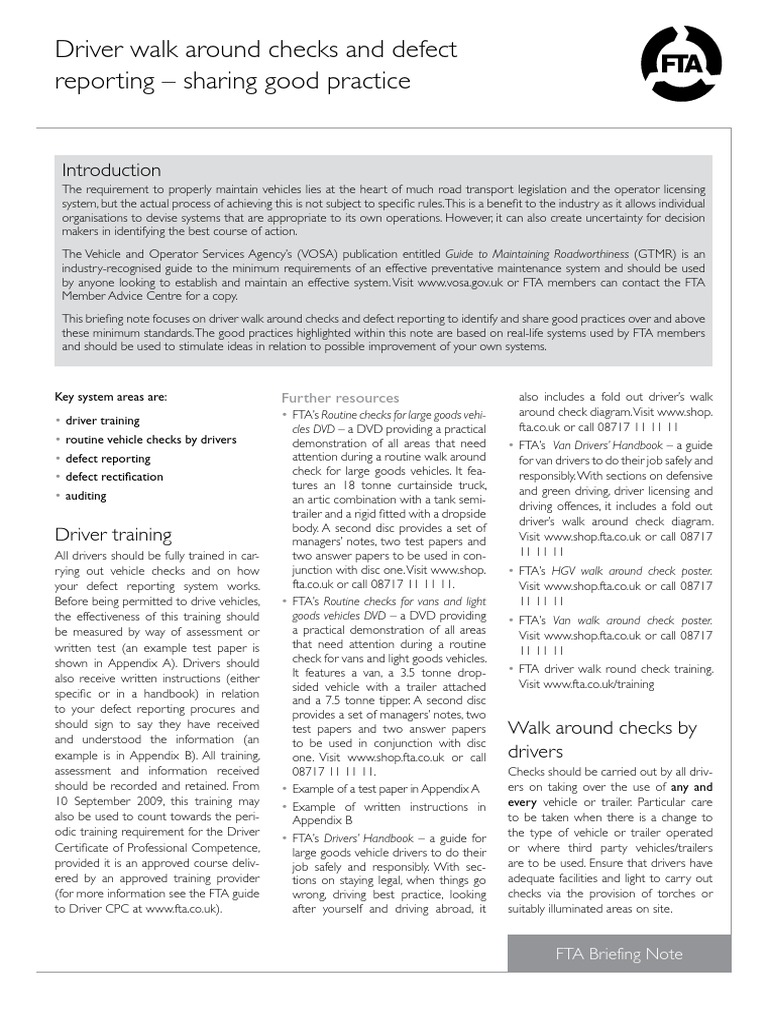 Driver - Walk - Around Checks | Download Free PDF | Vehicles | Semi ...