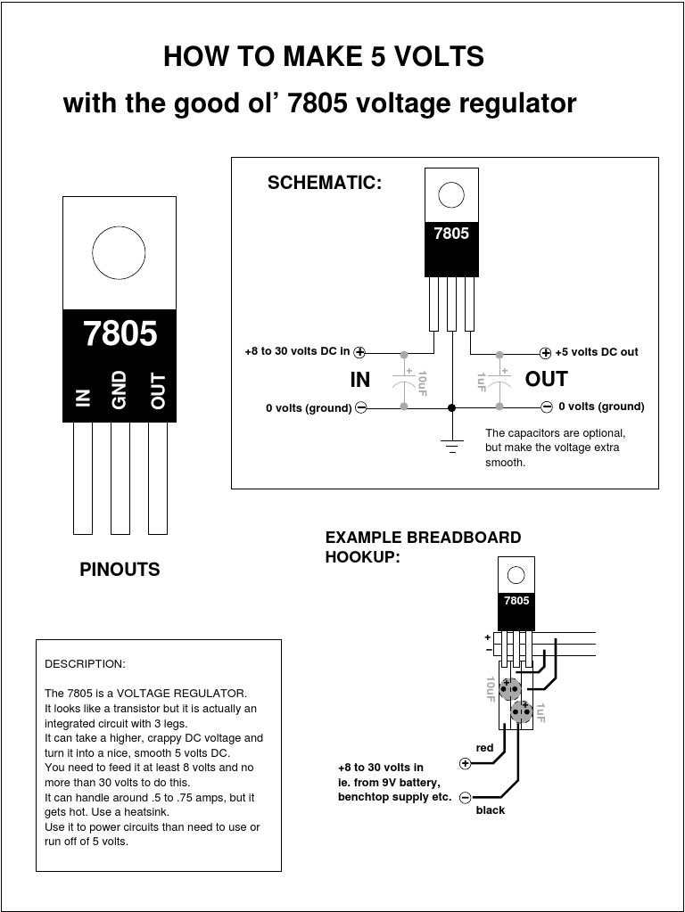 7805 Voltage Regulator Schematic Guide | PDF | Direct Current ...