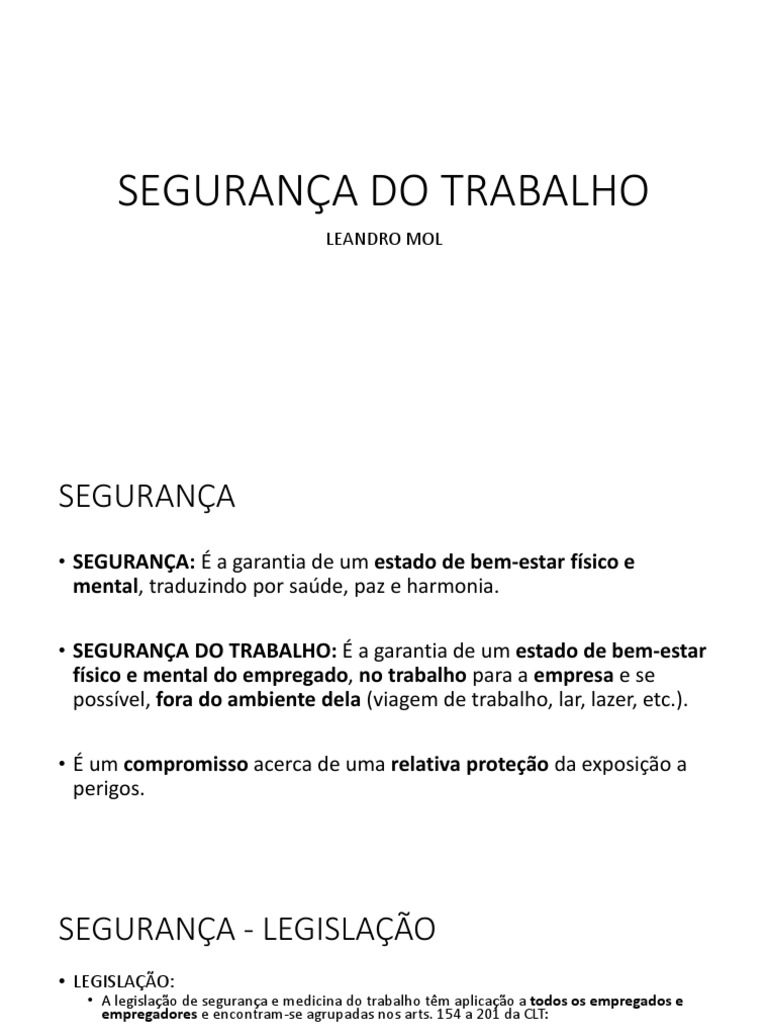 Aula 1-2 - Introdução À Segurança Do Trabalho | PDF | Fator de risco ...