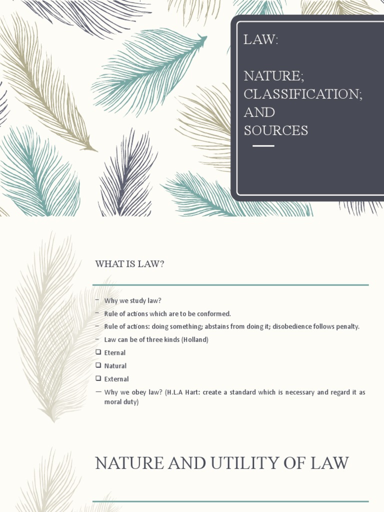 Law - Nature, Classification, Sources | PDF | Precedent | Jurisprudence