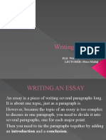 Writing An Essay: ELS-Writing LECTURE 9 LECTURER: Flora Maliqi