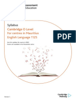 Syllabus: Cambridge O Level For Centres in Mauritius English Language 1125