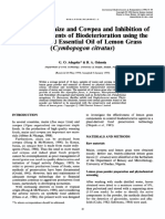 Storage of Microbial Powder Maize and Cowpea and Inhibition of Agents of Biodeterioration Using The and Essential Oil of Lemon Grass