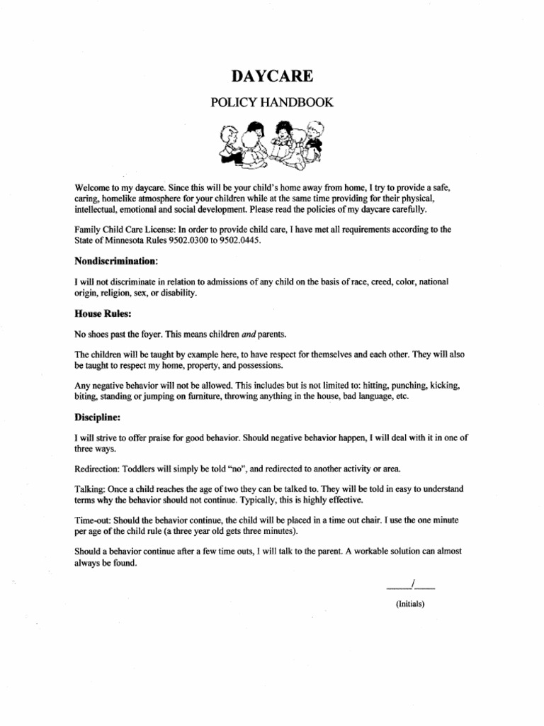 Sample Daycare Policy Handbook PDF
