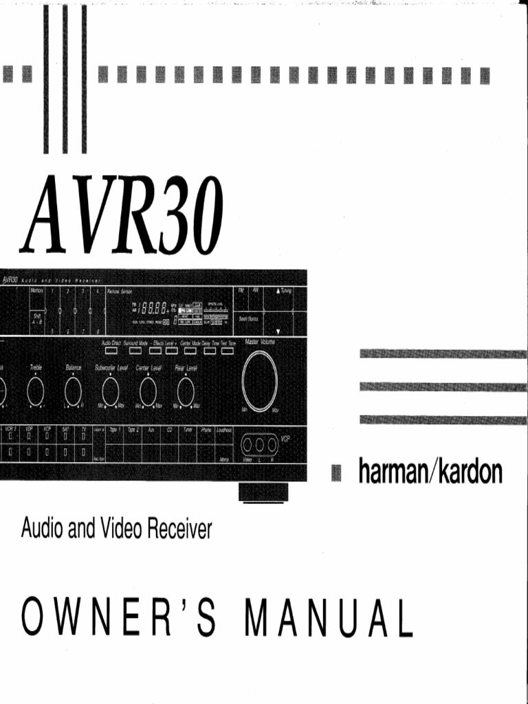 Harman Kardon AVR30 Om PDF