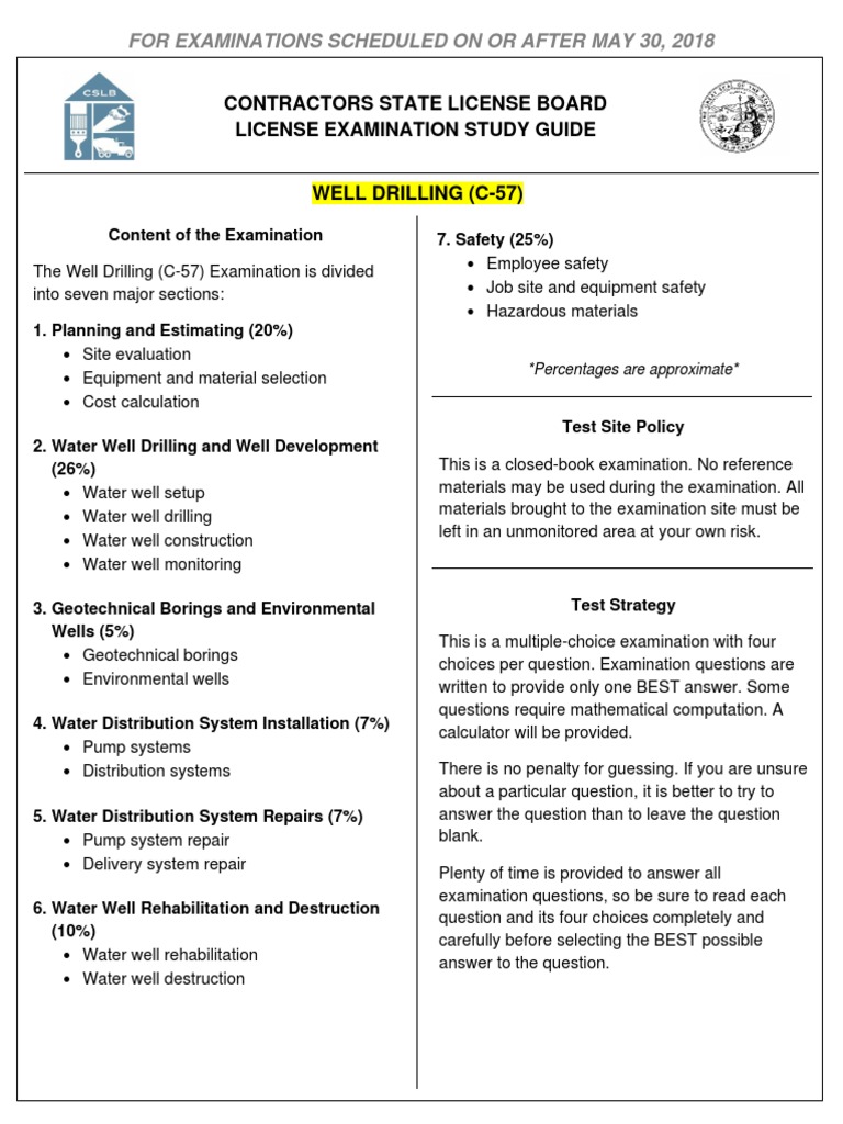 Contractors State License Board License Examination Study Guide PDF