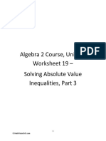 Algebra 2 Course, Unit 1 - Worksheet 19 - Solving Absolute Value Inequalities, Part 3