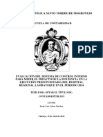 Evaluacion del sistema de control interno para medir el impacto de la eficiencia en la ejecucion presupuestaria